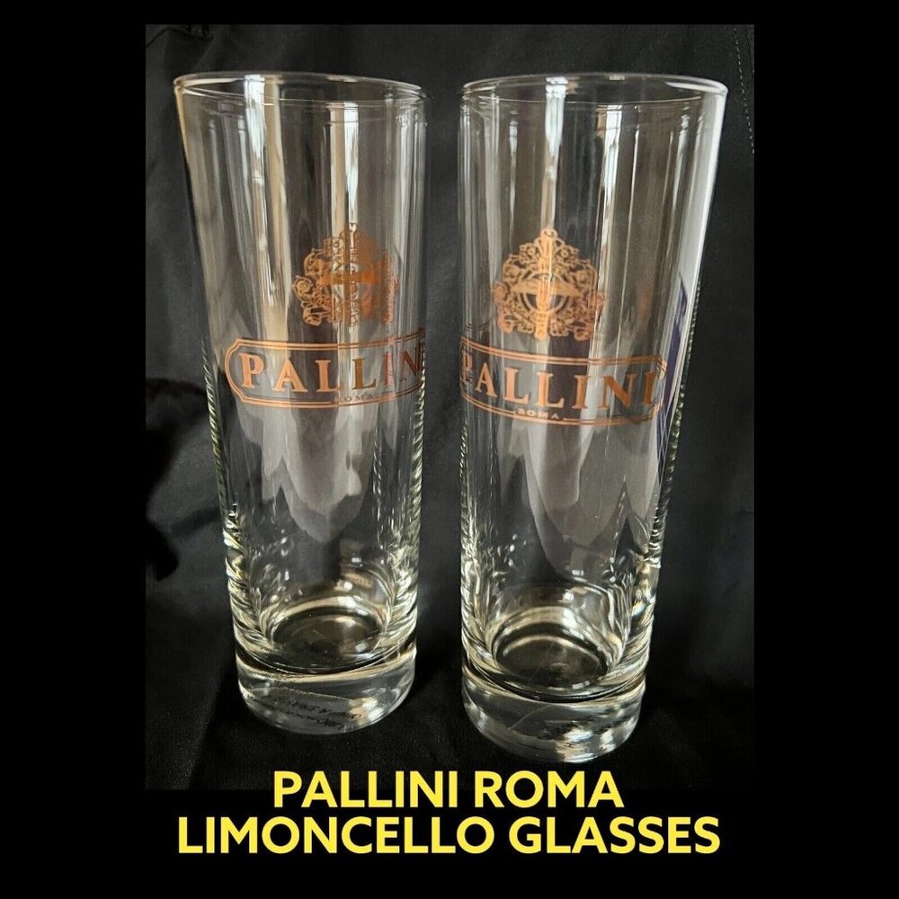 PALLINI High Ball Cocktail Glasses with Gold Design  Set/2 - VINTAGE - Picture 3 of 13